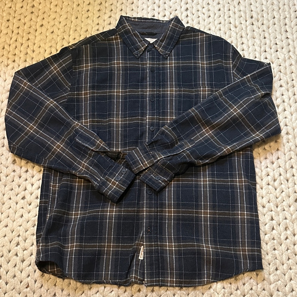 Navy Plaid Casual Button Down Shirt for Men